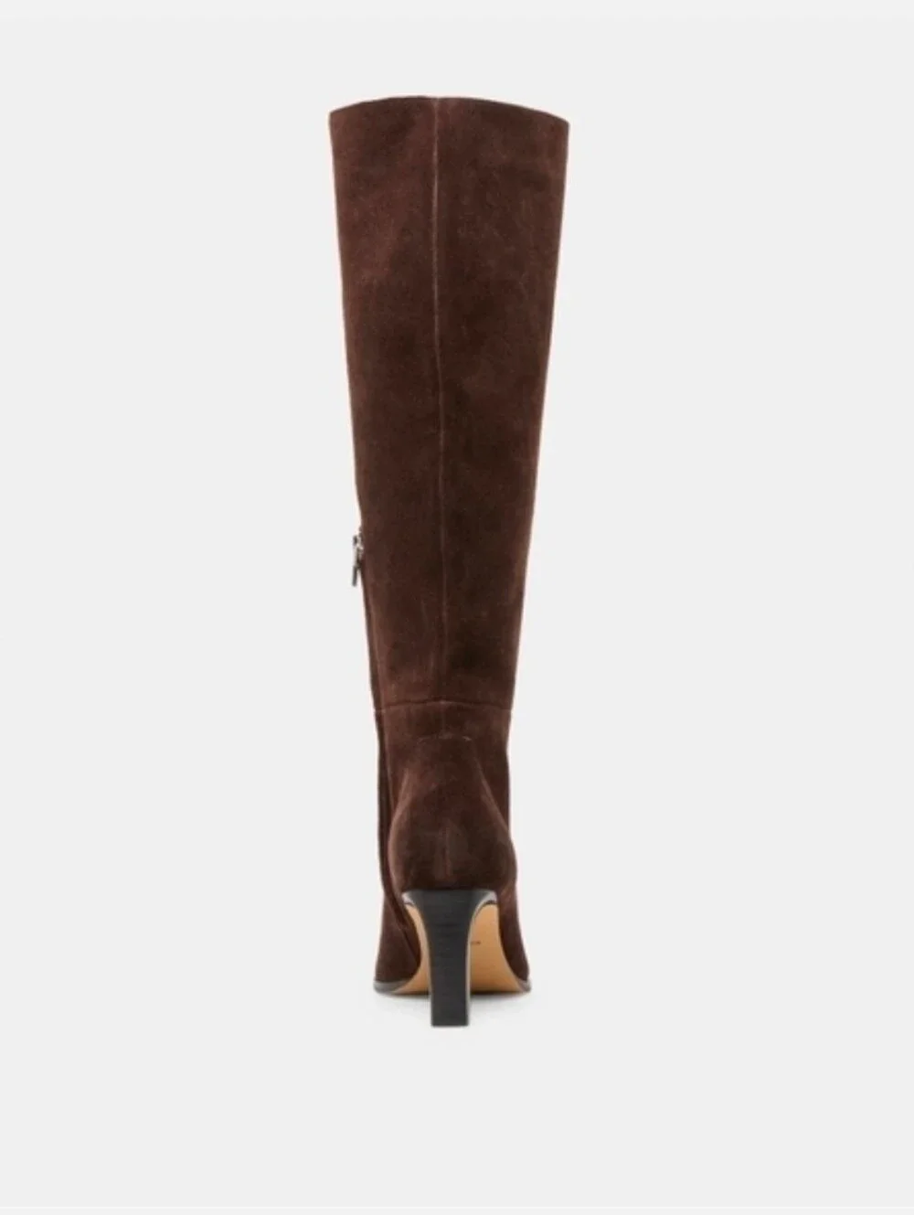 Women's Brown Suede Knee-High Heeled Boots Extra Wide Calf